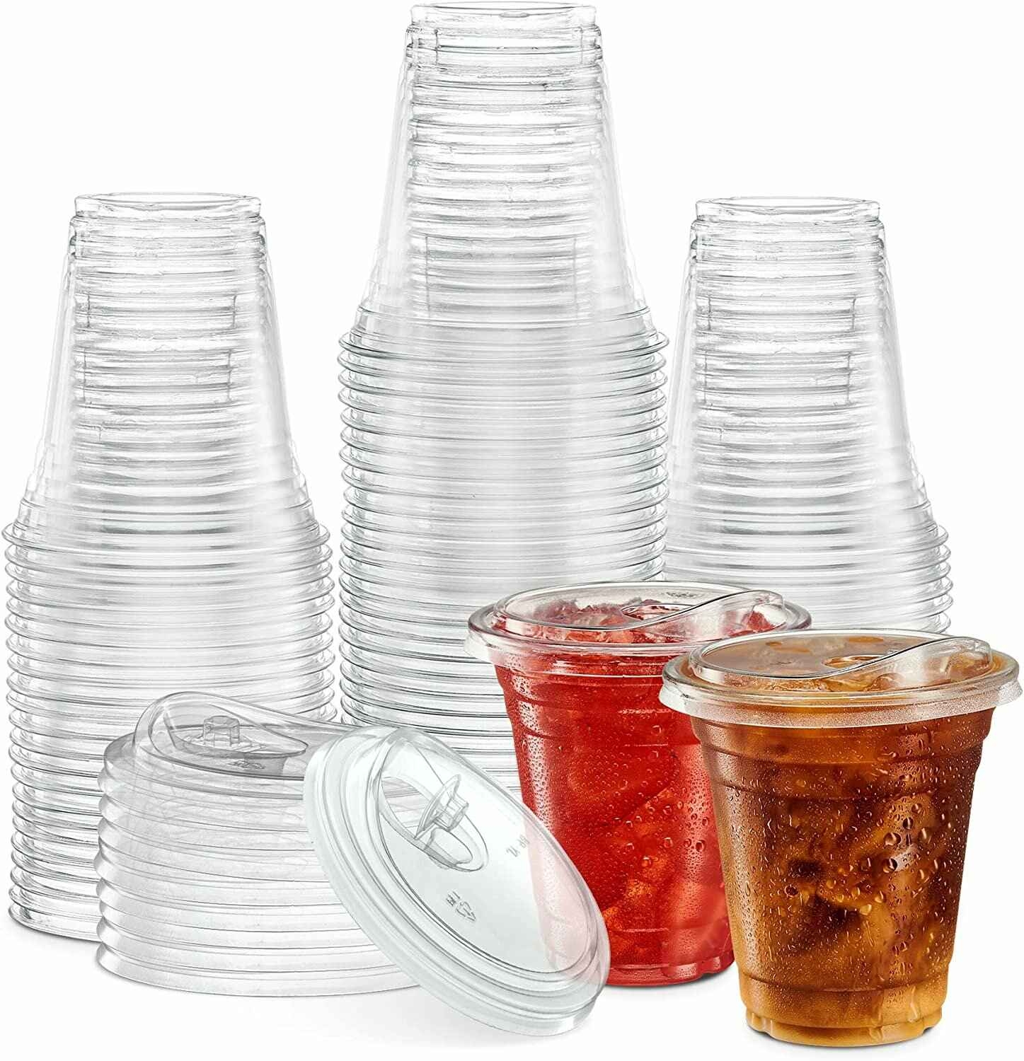 50 Sets] 16 oz. Disposable Coffee Cups with Strawless Sip-Lids