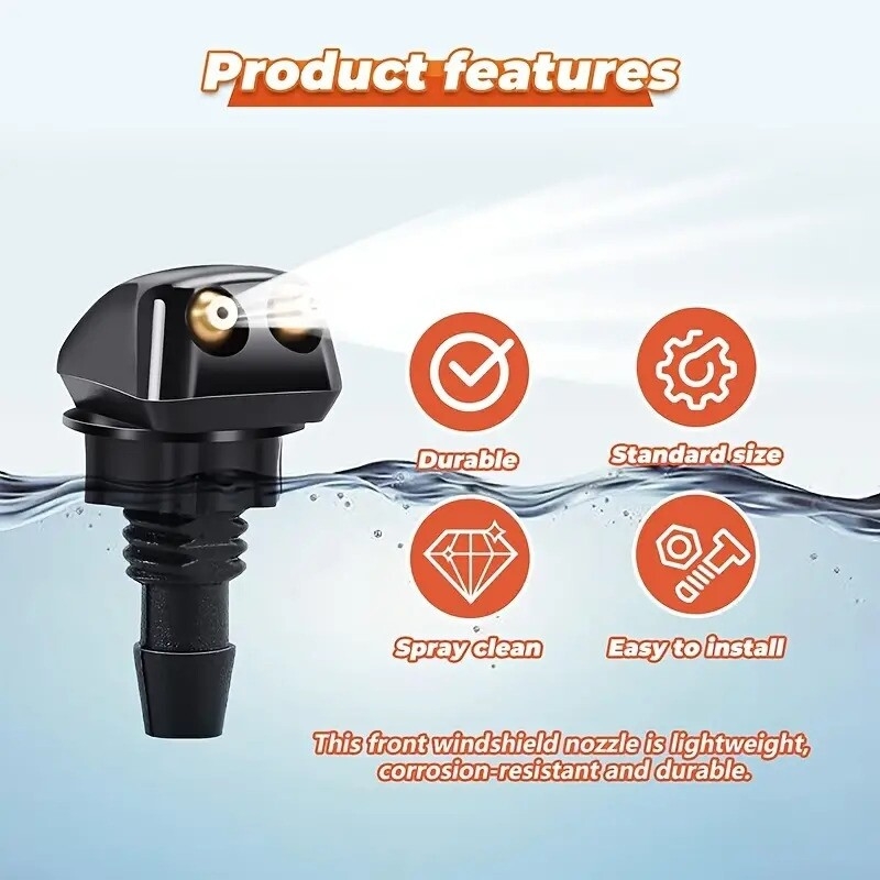 1 set universal style car windshield wiper nozzle 2 meter hose 6 connectors 4 double hole water spray nozzles details 8
