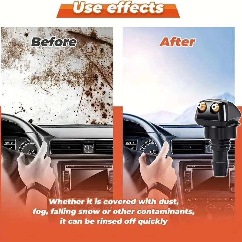 1 set universal style car windshield wiper nozzle 2 meter hose 6 connectors 4 double hole water spray nozzles 4