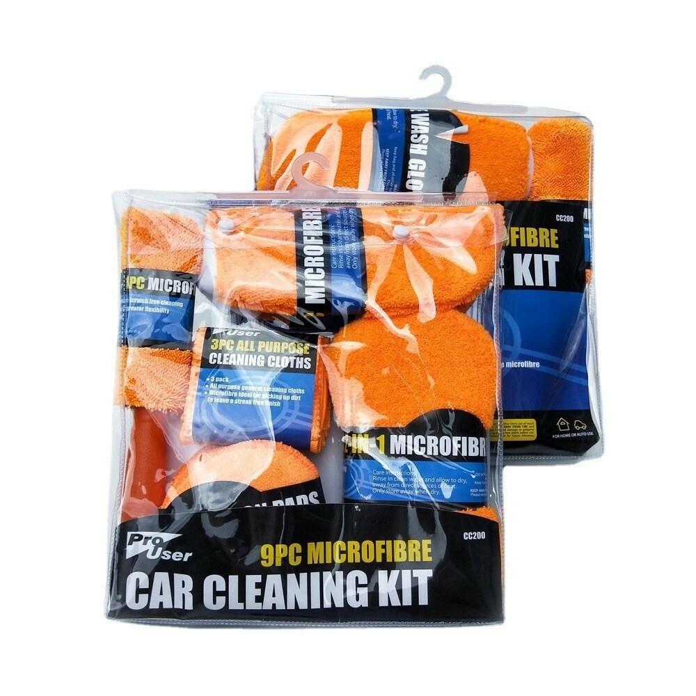 All-in-One Efficient Car Detailing Tool Kit Microfiber Cleaning Mitt Polishing Towel Tire Brush Sponge for Washing PVC Package