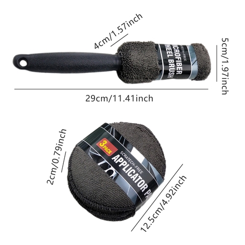All-in-One Efficient Car Detailing Tool Kit Microfiber Cleaning Mitt Polishing Towel Tire Brush Sponge for Washing PVC Package