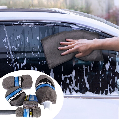 All-in-One Efficient Car Detailing Tool Kit Microfiber Cleaning Mitt Polishing Towel Tire Brush Sponge for Washing PVC Package