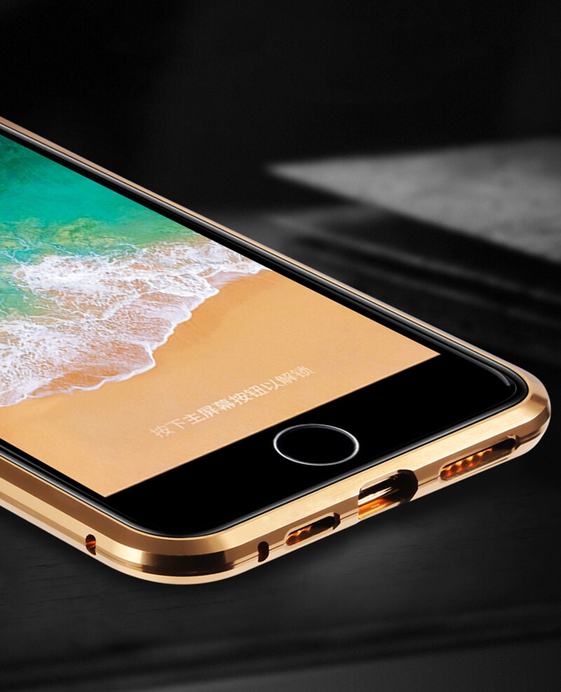 Luxury Double sided front+back clear glass metal Magnetic case for iphone 7 8 plus iphone X XR XS Max phone case 360 cover coque (13)