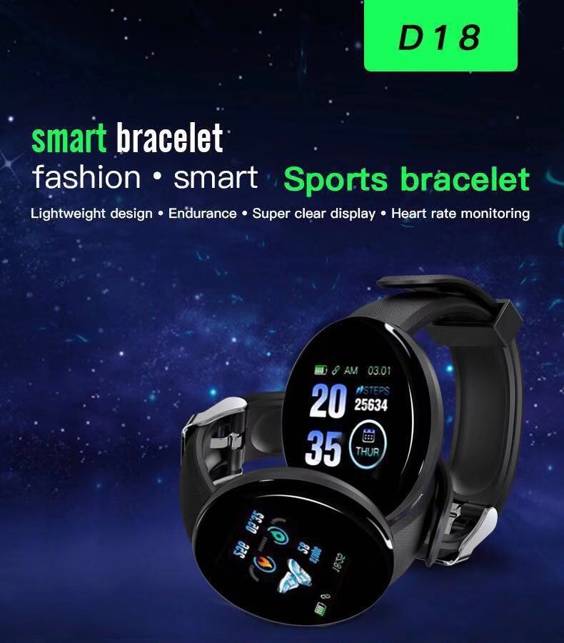 Generic D18 Smart Bracelet Color Screen Waterproof Pedometer Sports