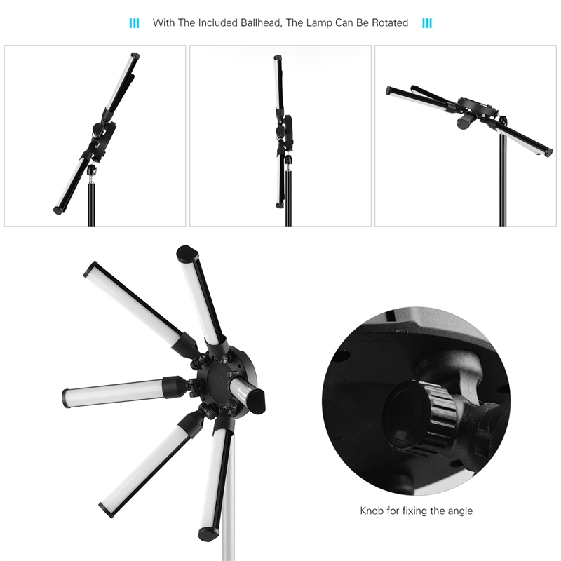 Photographic lighting 3200-5600K 60W Multimedia Extreme Star Light Camera Photo Phone 6 tubes Video LED Ring Light