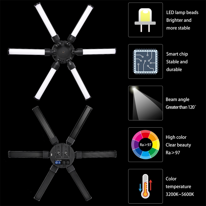 Photographic lighting 3200-5600K 60W Multimedia Extreme Star Light Camera Photo Phone 6 tubes Video LED Ring Light