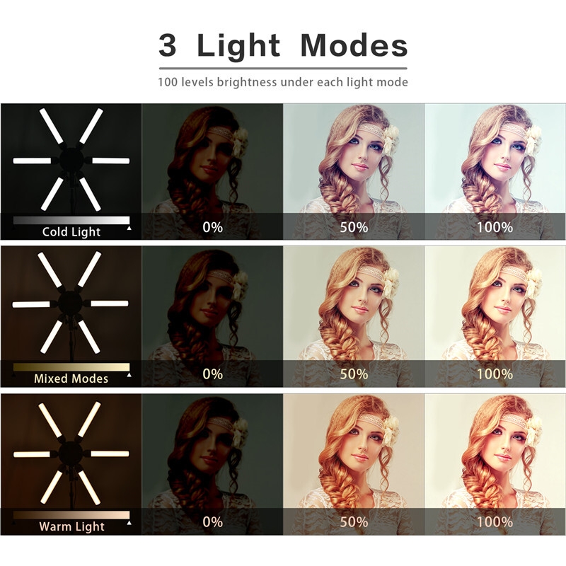 Photographic lighting 3200-5600K 60W Multimedia Extreme Star Light Camera Photo Phone 6 tubes Video LED Ring Light