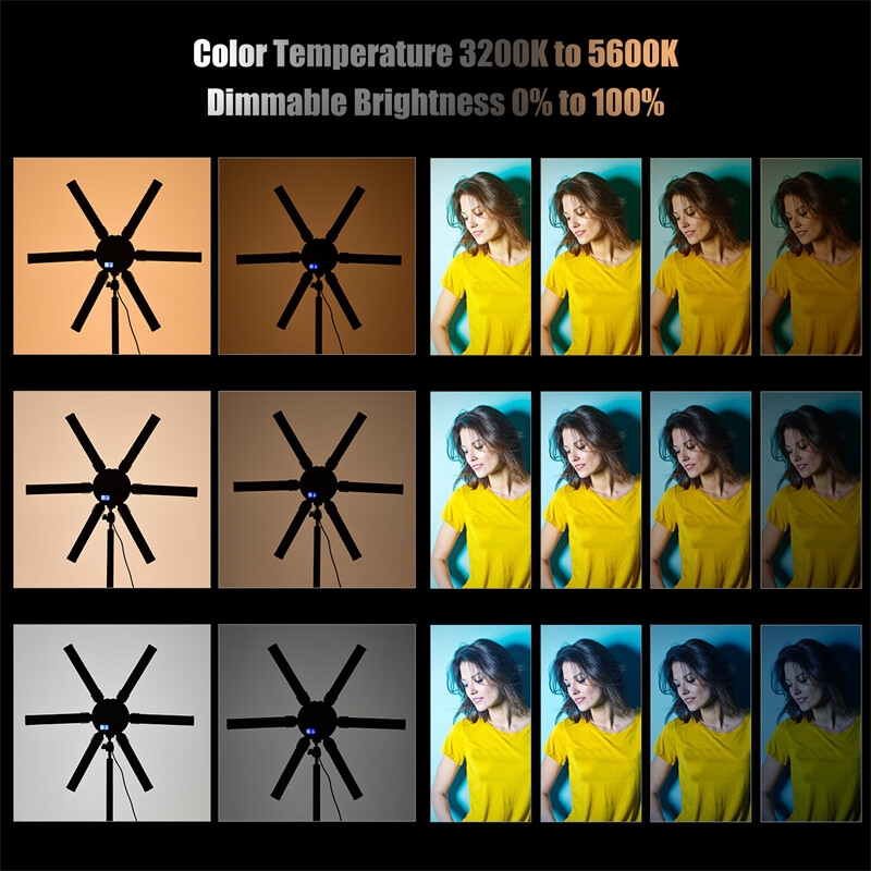 Photographic lighting 3200-5600K 60W Multimedia Extreme Star Light Camera Photo Phone 6 tubes Video LED Ring Light