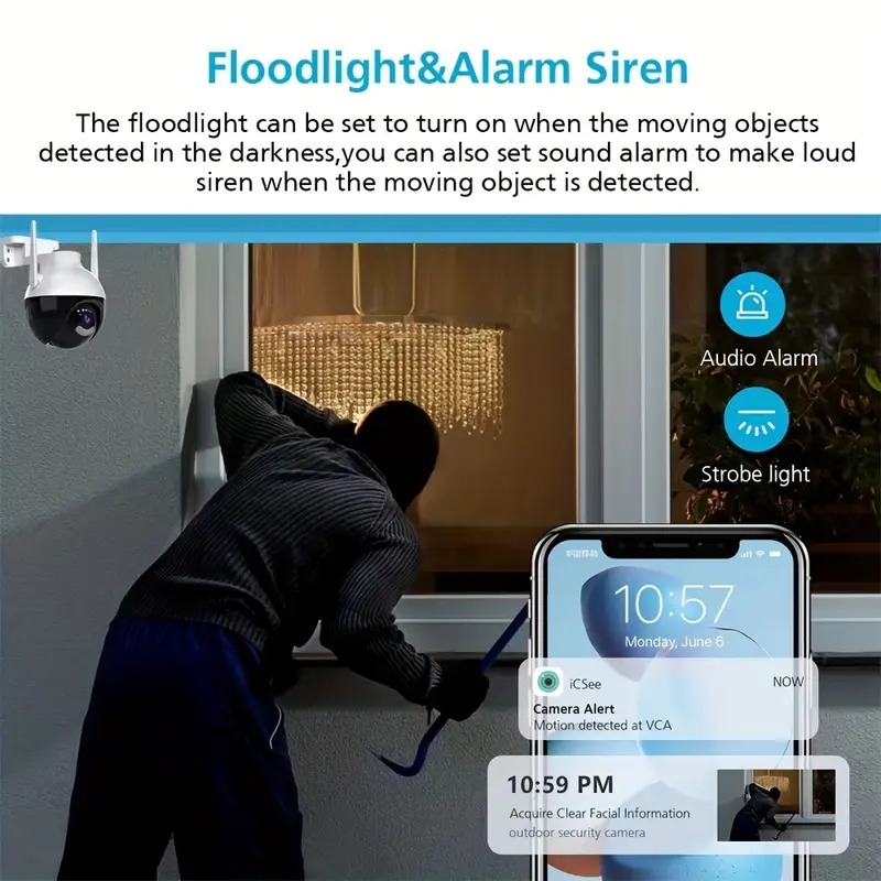 1pc icsee 2mp wireless security wifi camera outdoor ip camera ai smart body tracking motion detection 2 4g alarm push video surveillance full color night vision smart home security camera 7