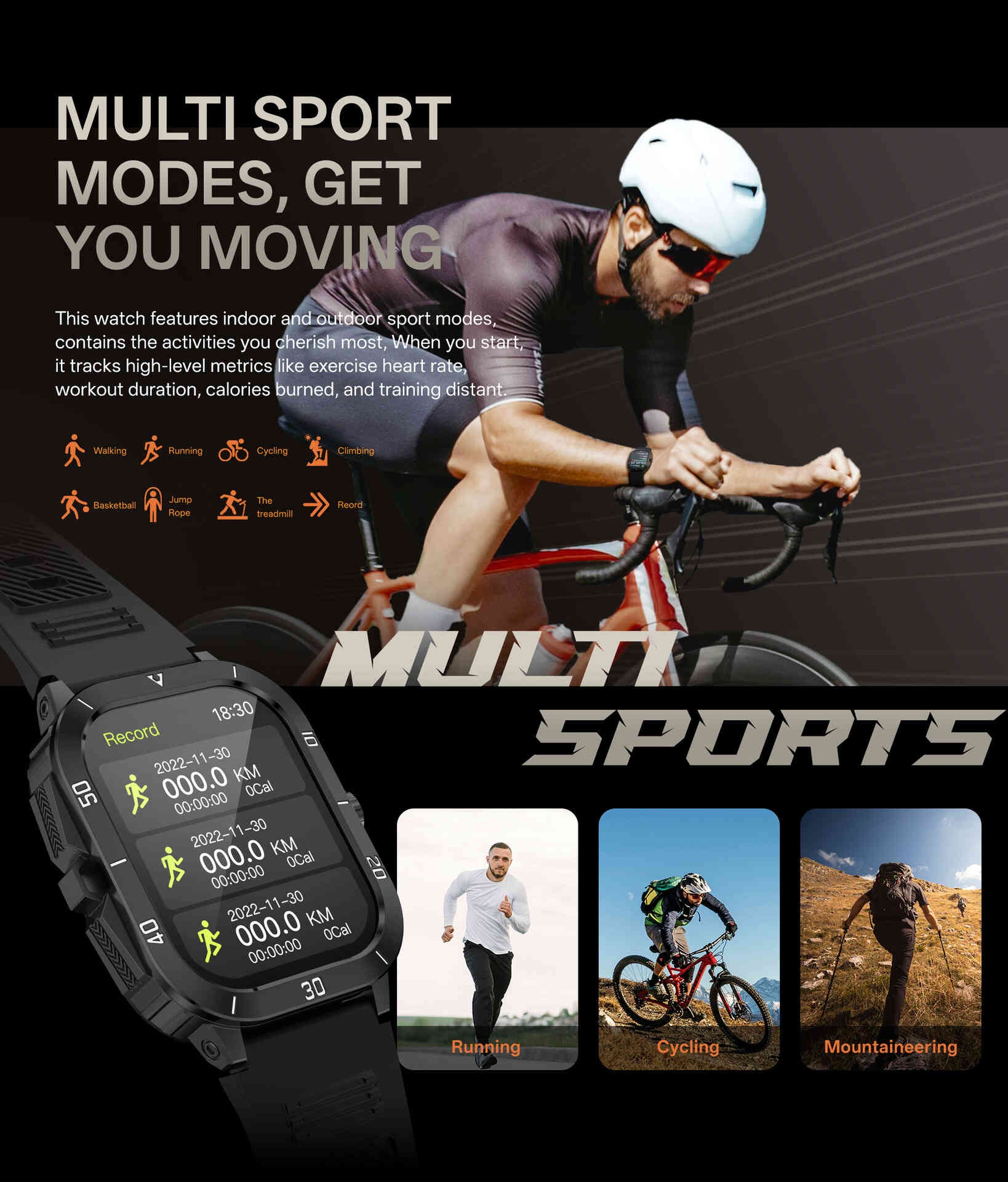 Huaqiangbei QX11 Men's K71 Smart Watch Waterproof Outdoor Sports for Bluetooth Watch Heart Rate Monitor Multi-Functional Square