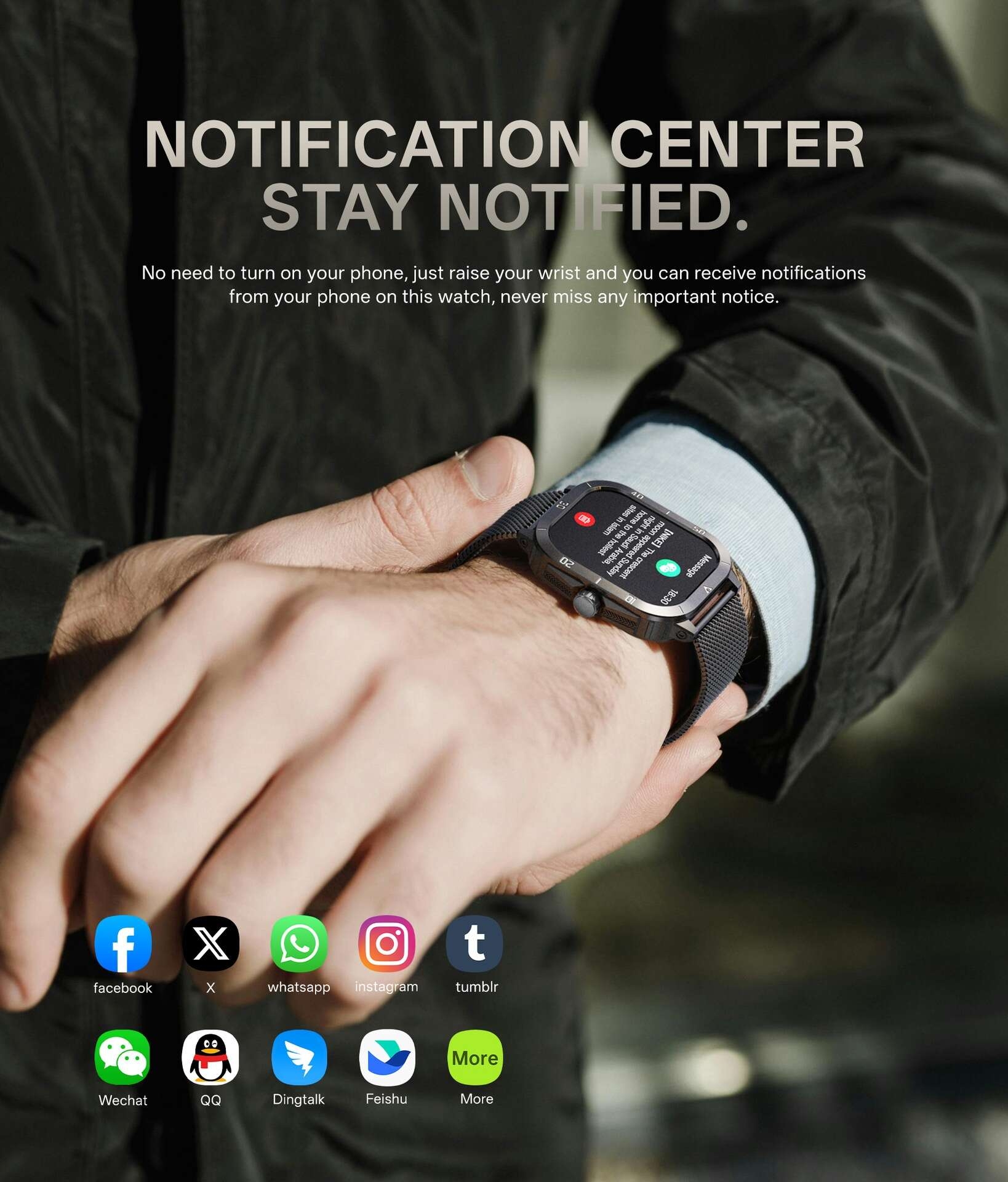 Huaqiangbei QX11 Men's K71 Smart Watch Waterproof Outdoor Sports for Bluetooth Watch Heart Rate Monitor Multi-Functional Square