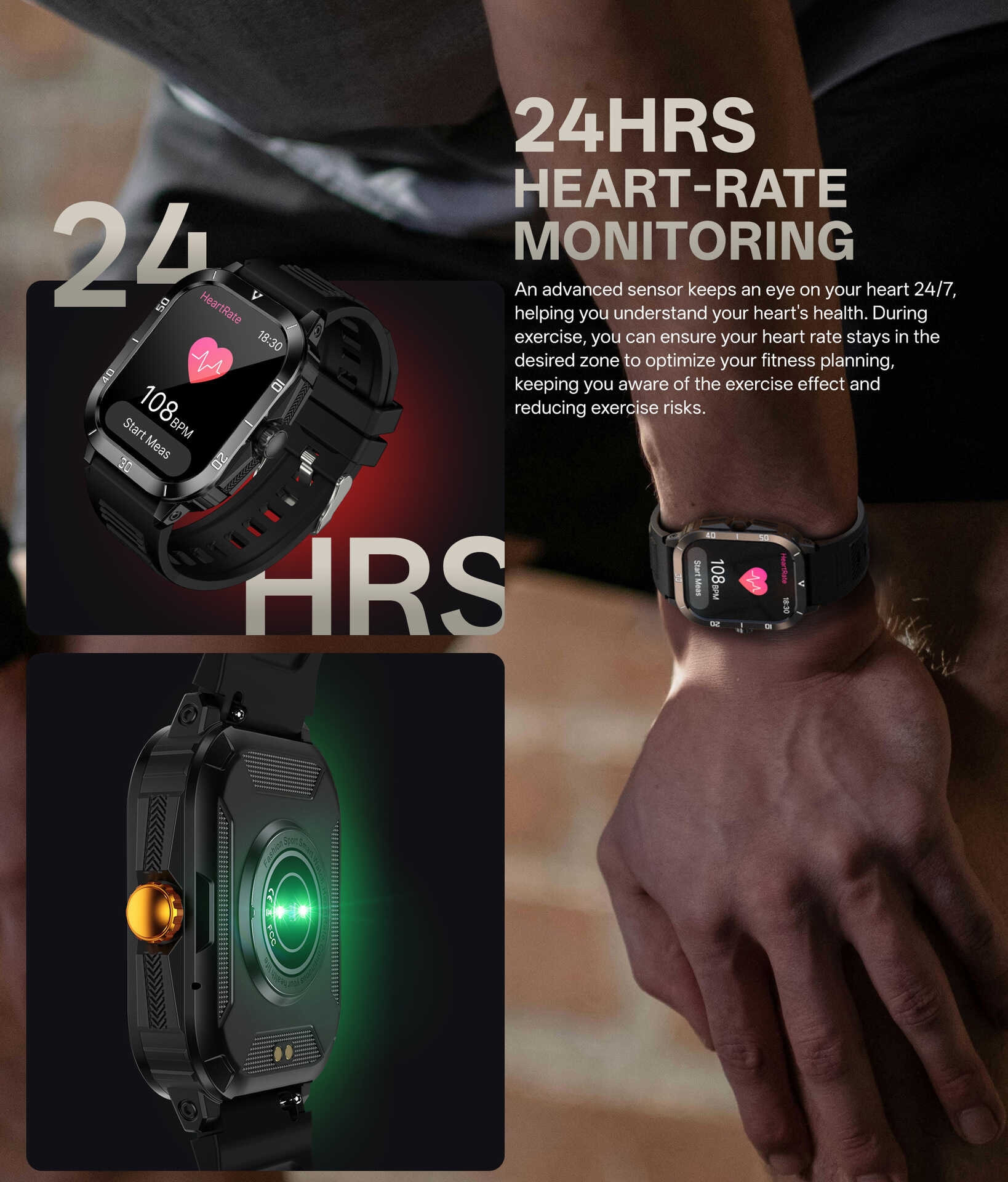 Huaqiangbei QX11 Men's K71 Smart Watch Waterproof Outdoor Sports for Bluetooth Watch Heart Rate Monitor Multi-Functional Square