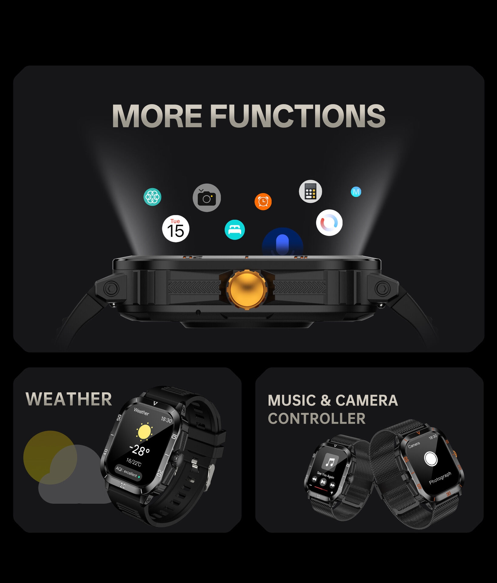 Huaqiangbei QX11 Men's K71 Smart Watch Waterproof Outdoor Sports for Bluetooth Watch Heart Rate Monitor Multi-Functional Square