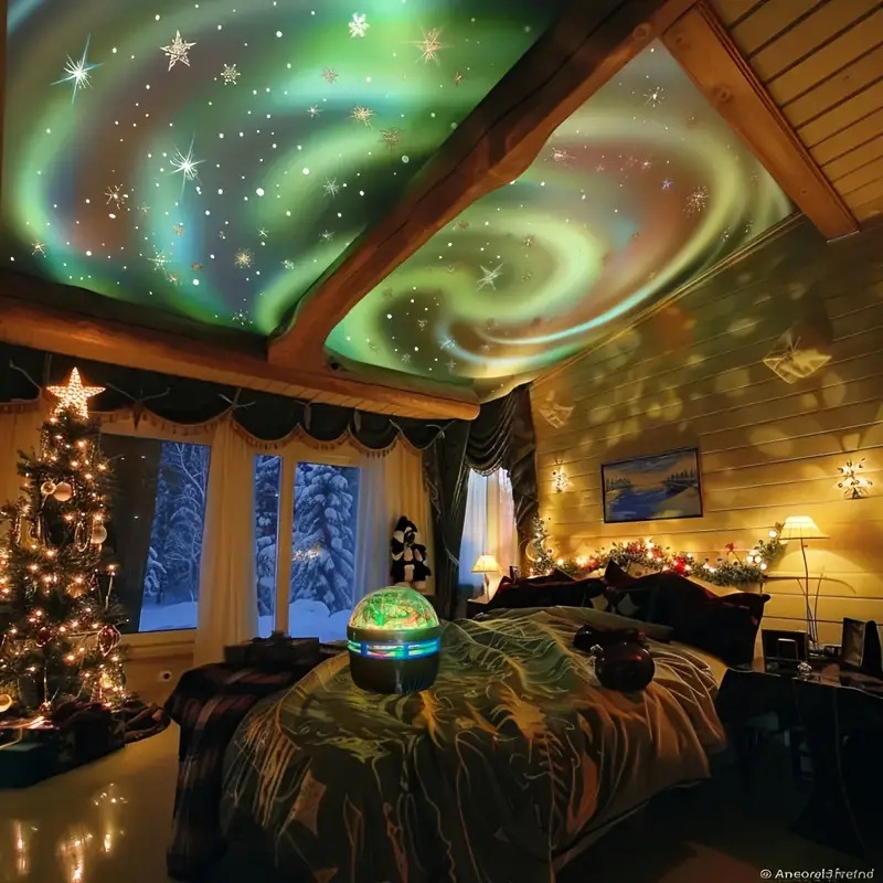 1pc northern lights starry sky effect projection light usb powered rgb night light projector with remote multicolor wave changing electronic components button battery for bedroom living room decor 7