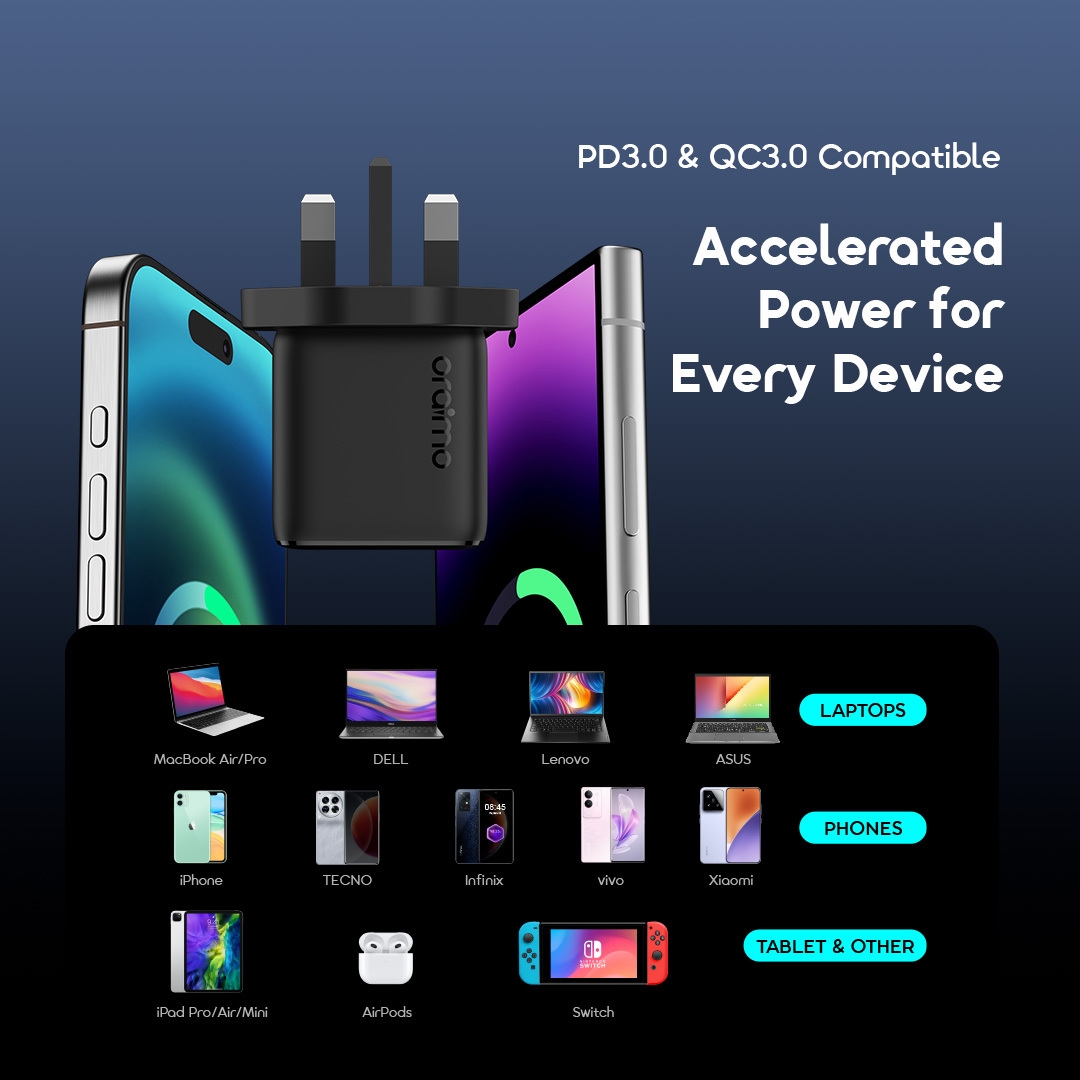 oraimo uk type plug 20w compatible charger kit powercube 202 ocw-5202u compatibility 5