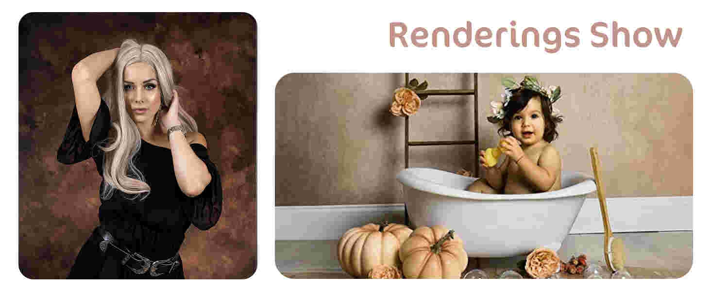 Two artistic renderings labeled 'Renderings Show', featuring stylized photography compositions.