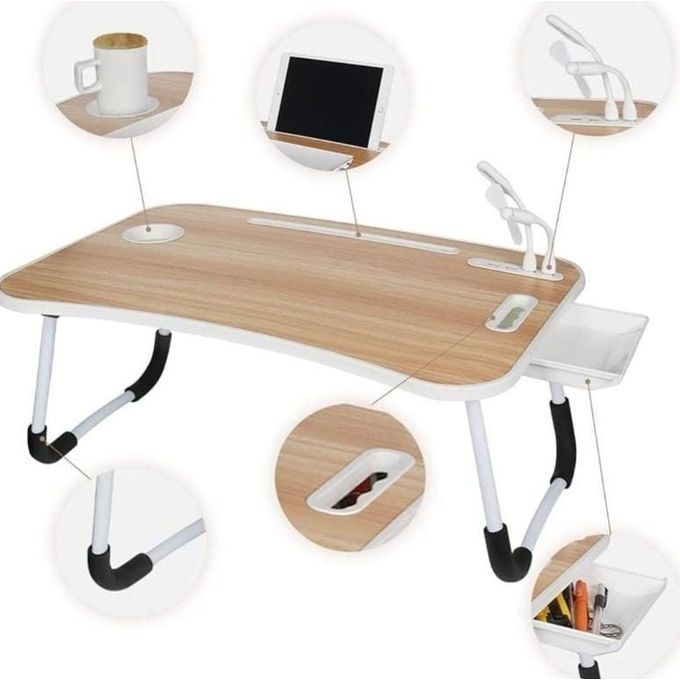 product_image_name-White Label-Folding Laptop Table Computer Desk For Student / Bedside - Cream-1