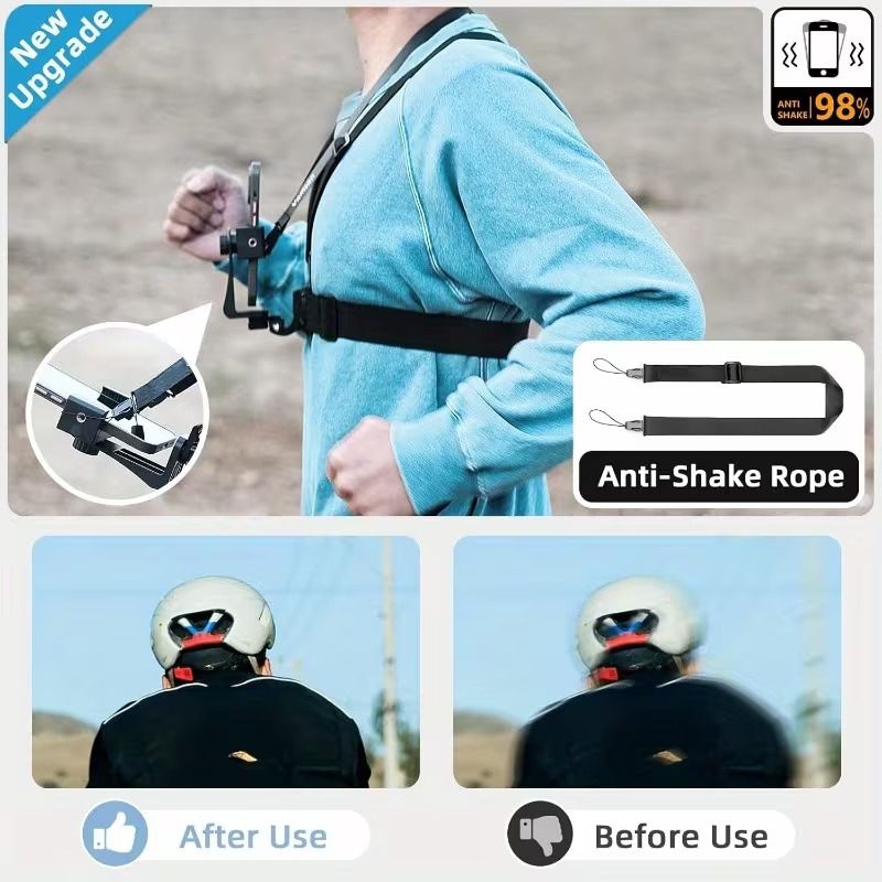 a universal adjustable chest strap suitable for cycling kayaking fishing and skateboarding compatible with iphone samsung gopro 360 and cameras ideal for pov vlog recording made of abs material Product details 3