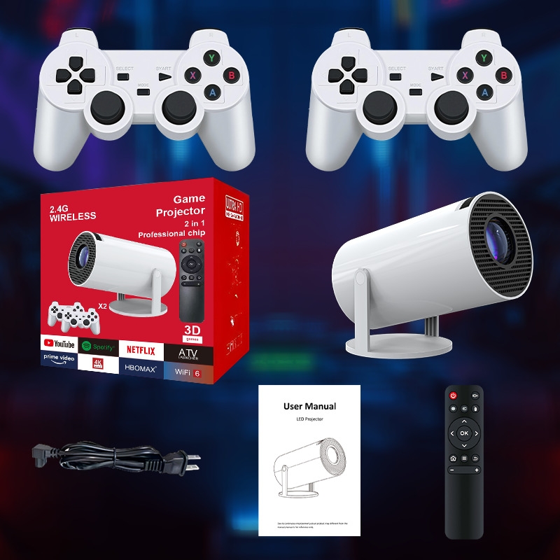 HY300 High-Definition LED Projector Set 4K Max Resolution 10000+ Games LCD Lamp Android Home Outdoor Gaming Mobile Phone