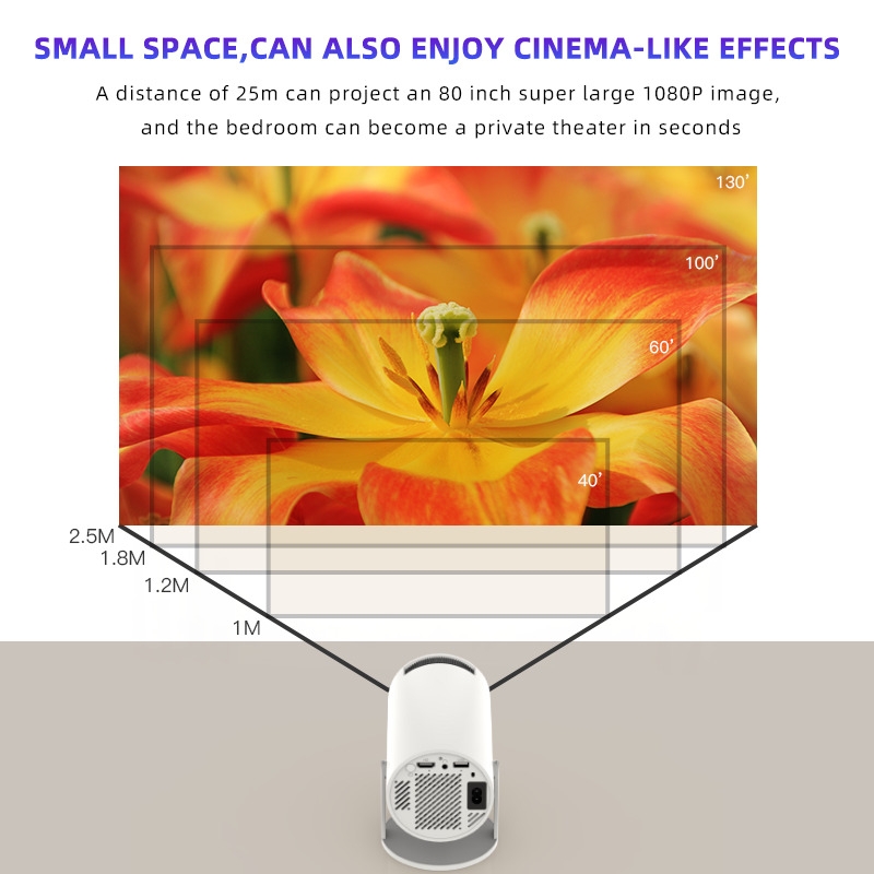 HY300 High-Definition LED Projector Set 4K Max Resolution 10000+ Games LCD Lamp Android Home Outdoor Gaming Mobile Phone