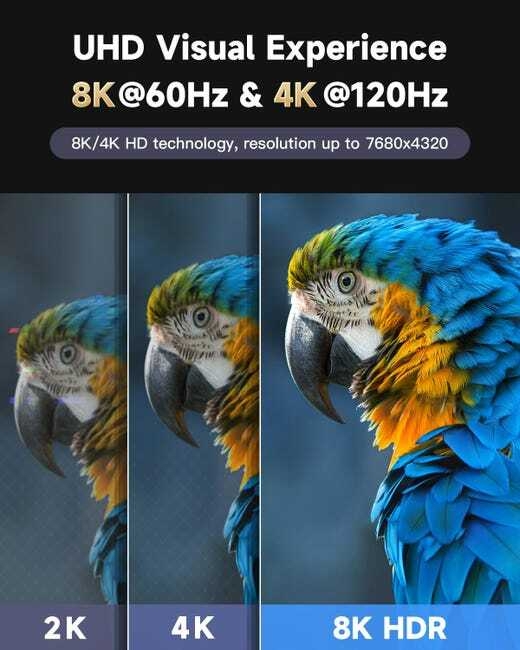 Câble HDMI 2.1 8K 5M, 48Gbps Câble HDMI Tressé en Nylon Haute Vitesse, Prend en Charge 8K@60HZ, 4K@120Hz - 3