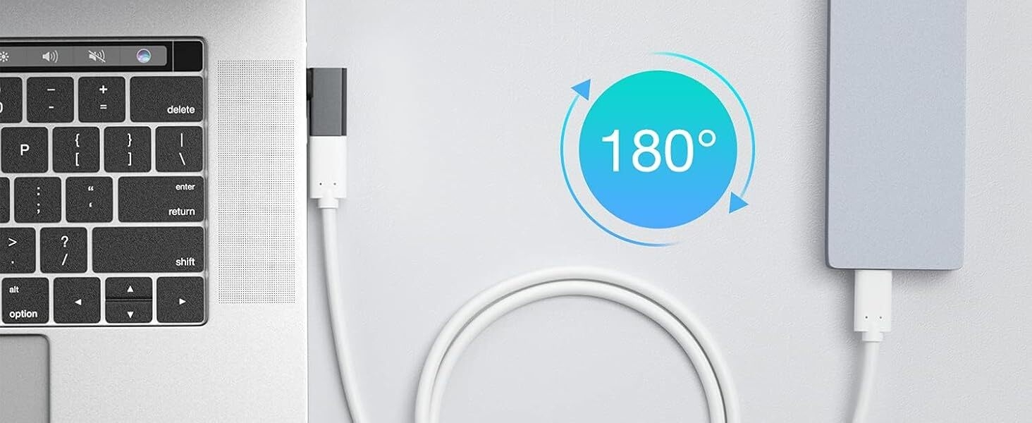 USB C Right Angle Adapter 100W 20Gbps 4K Video USBC Male to Female USBC L Shape Extender