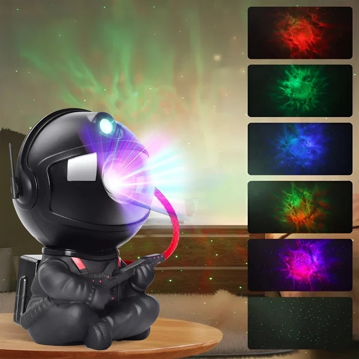 Proyector de Estrellas Astronauta Sentado con Guitarra, con Control Remoto, Proyecciones Espaciales Configurables y Cabeza Móvil - Negro, al mejor precio, solo en LOi