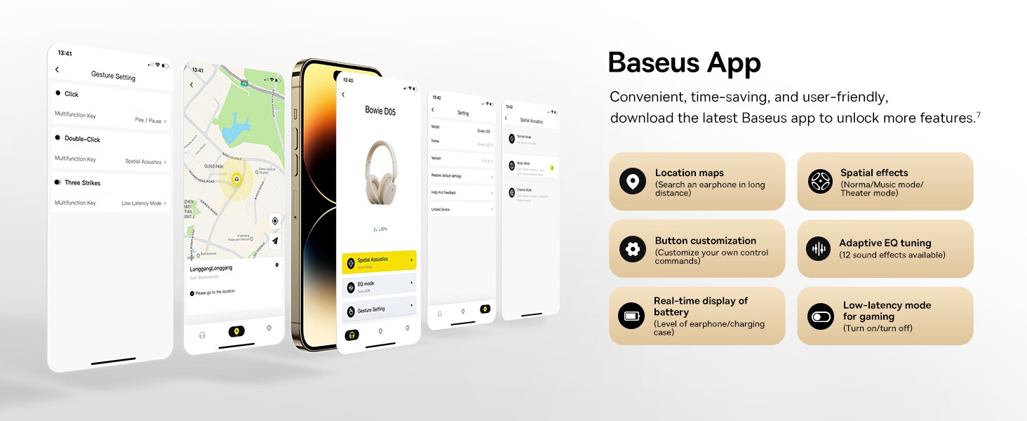 BASEUS Bowie D05 Wireless Bluetooth Headset Foldable HiFi Stereo Music Headphone