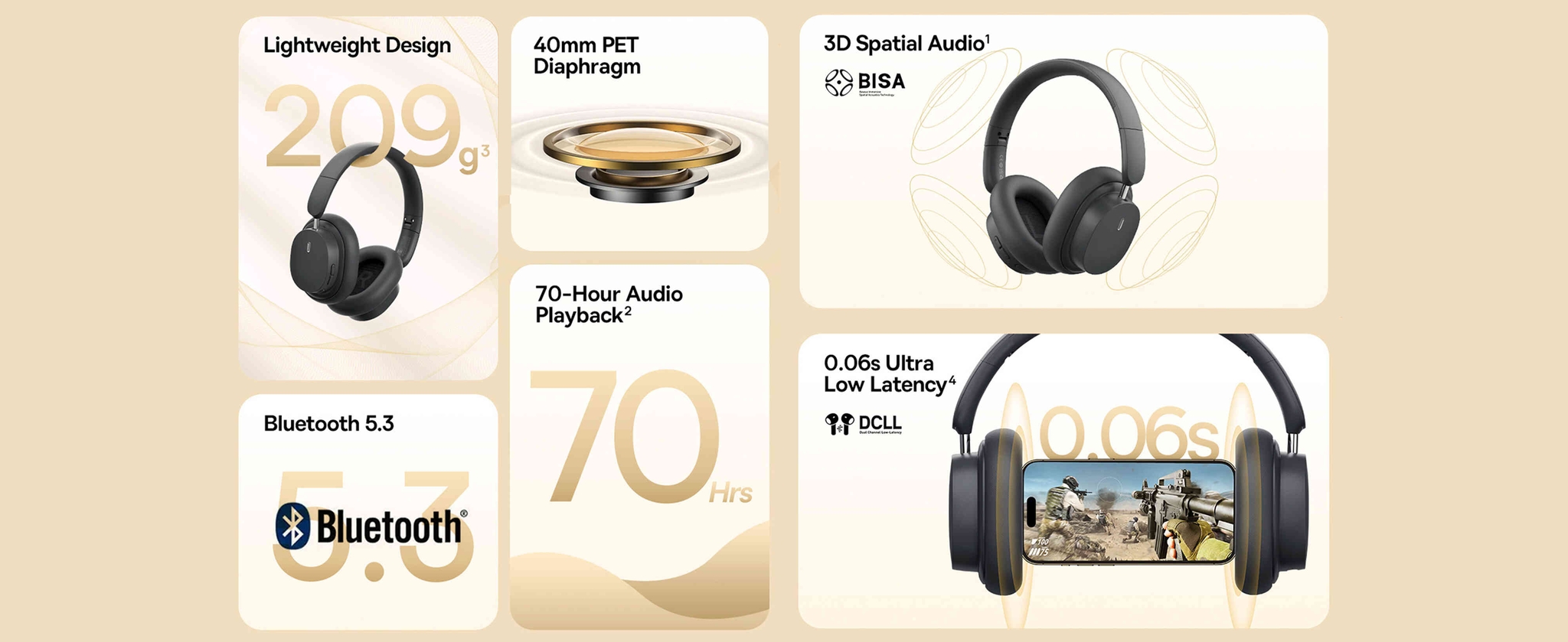 BASEUS Bowie D05 Wireless Bluetooth Headset Foldable HiFi Stereo Music Headphone