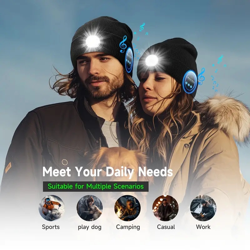 night cycling running     plush music earphones christmas led headwear   details 0