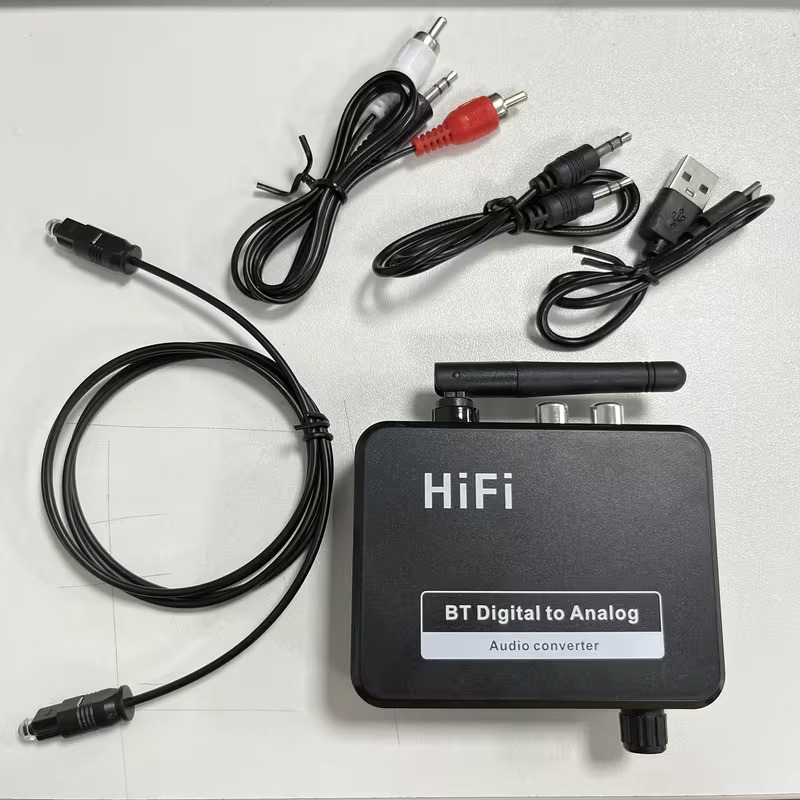 dac wireless 5 1 audio receiver digital to converter 3 5mm aux rca disk optical stereo hifi 2 in1 wireless adadper black with rca cable 11