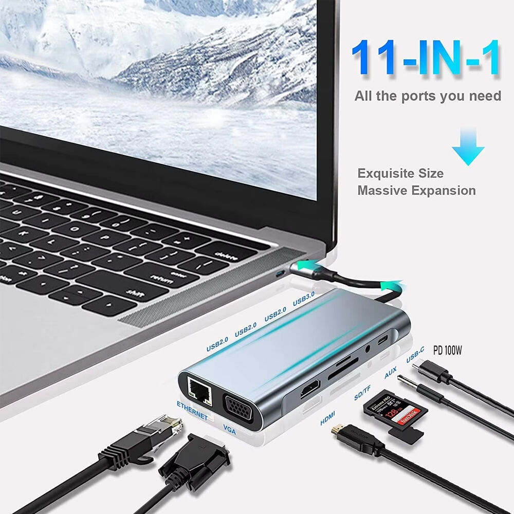 11 in 1 Usb c Ethernet Docking Thunderbolt Dock Hub Pd Charging Sd Tf Card Reader 11 in 1 Usb 3.0  Hub for mac