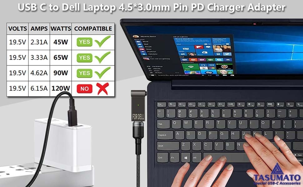 DELL Laptop USB C to 4.5MM Charging Adapter