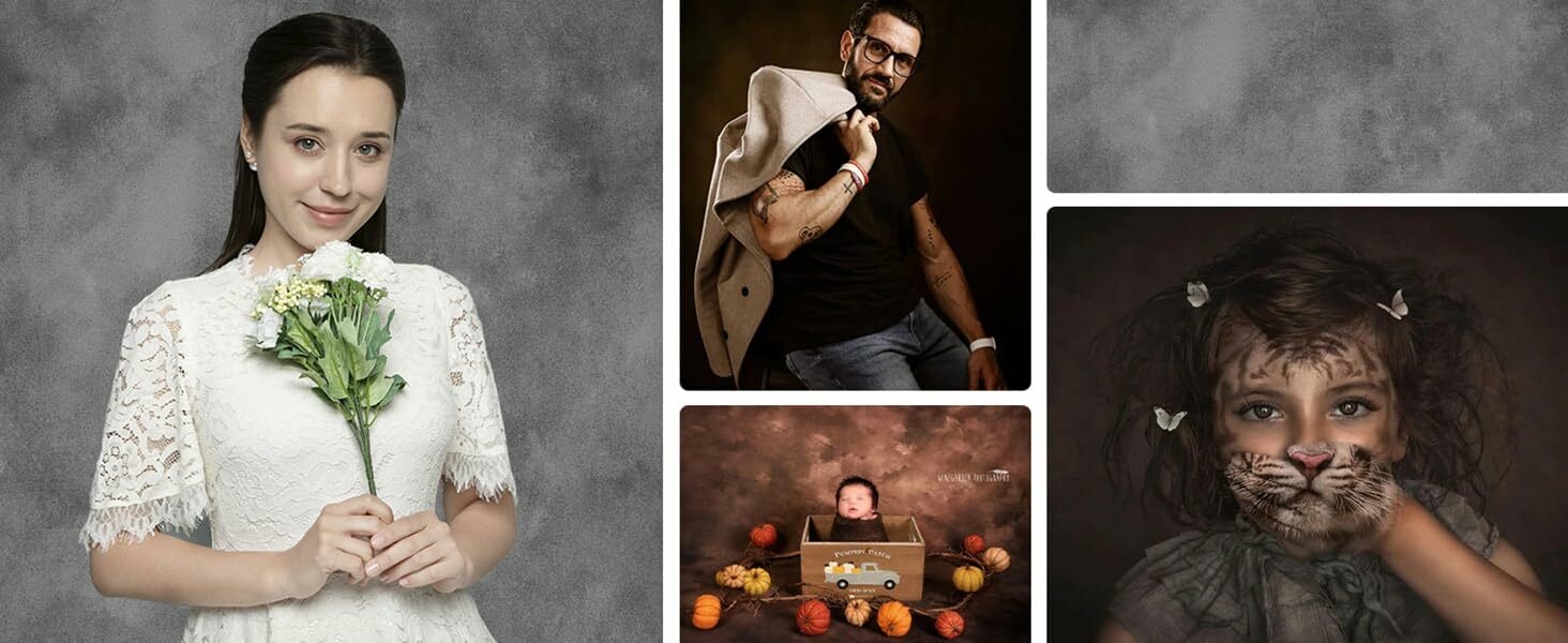 Collage of four artistic photographs arranged in grid format, featuring various moody and dramatic scenes in different styles.