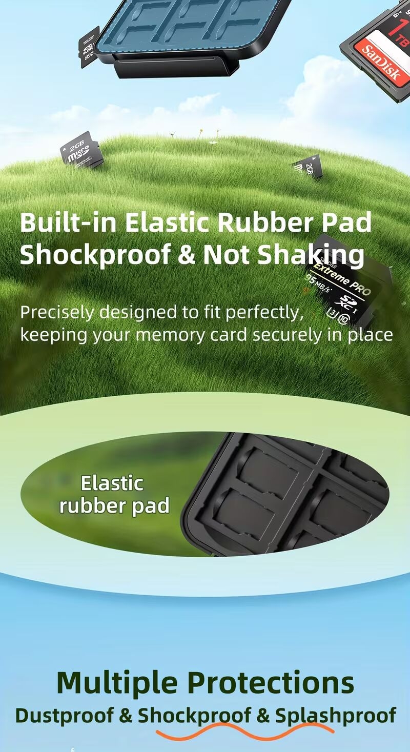 capacity sd tf card case compatible for sdxc hd hard plastic shockproof memory card holder with soft compatible with sd tf cards 1 cards not included Product details 4