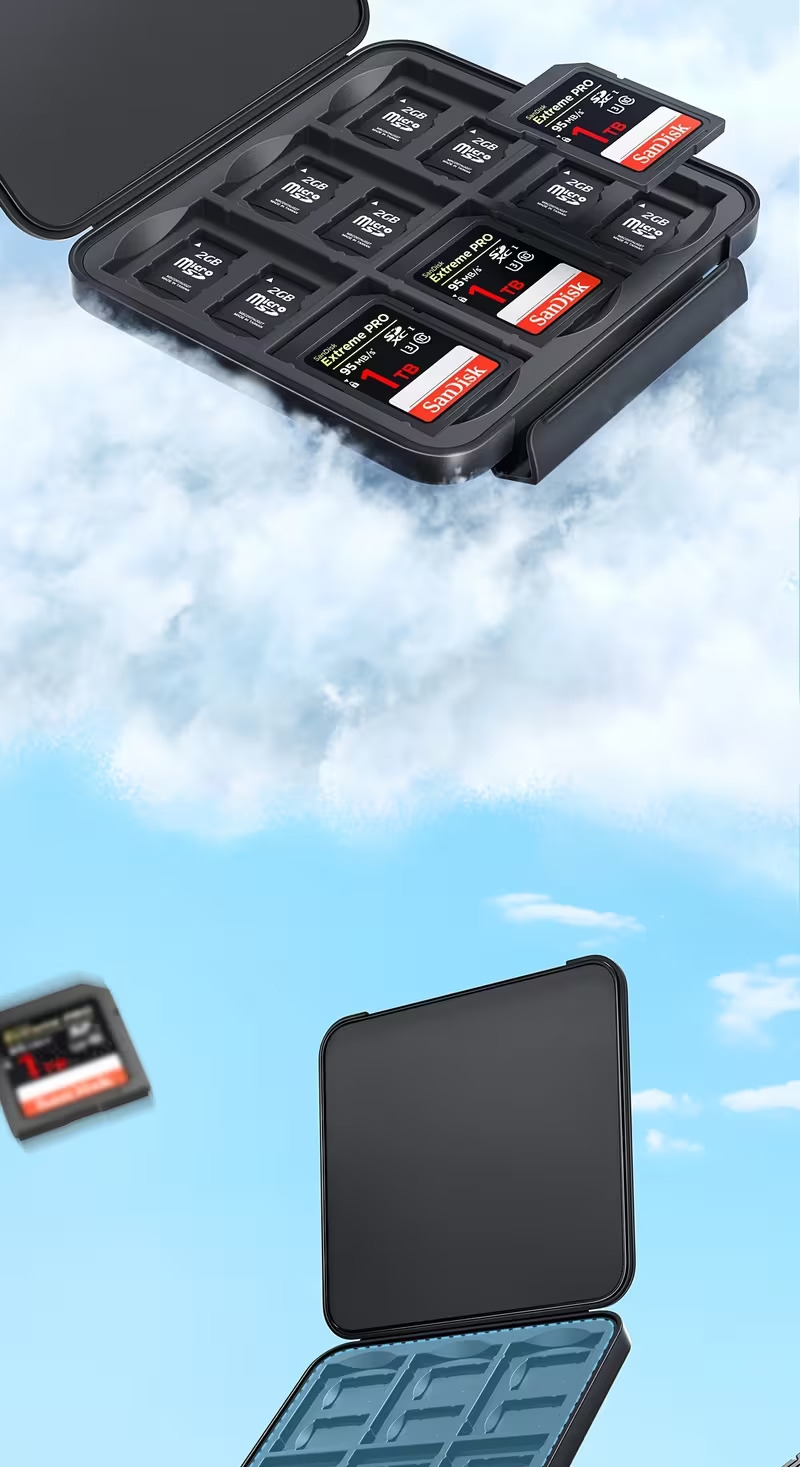 capacity sd tf card case compatible for sdxc hd hard plastic shockproof memory card holder with soft compatible with sd tf cards 1 cards not included Product details 3