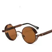 复古圆形时尚眼镜，金属框架带弹簧铰链，pc镜面镜片，男女通用，适合远足旅行 露营的装饰性眼镜 详情 4