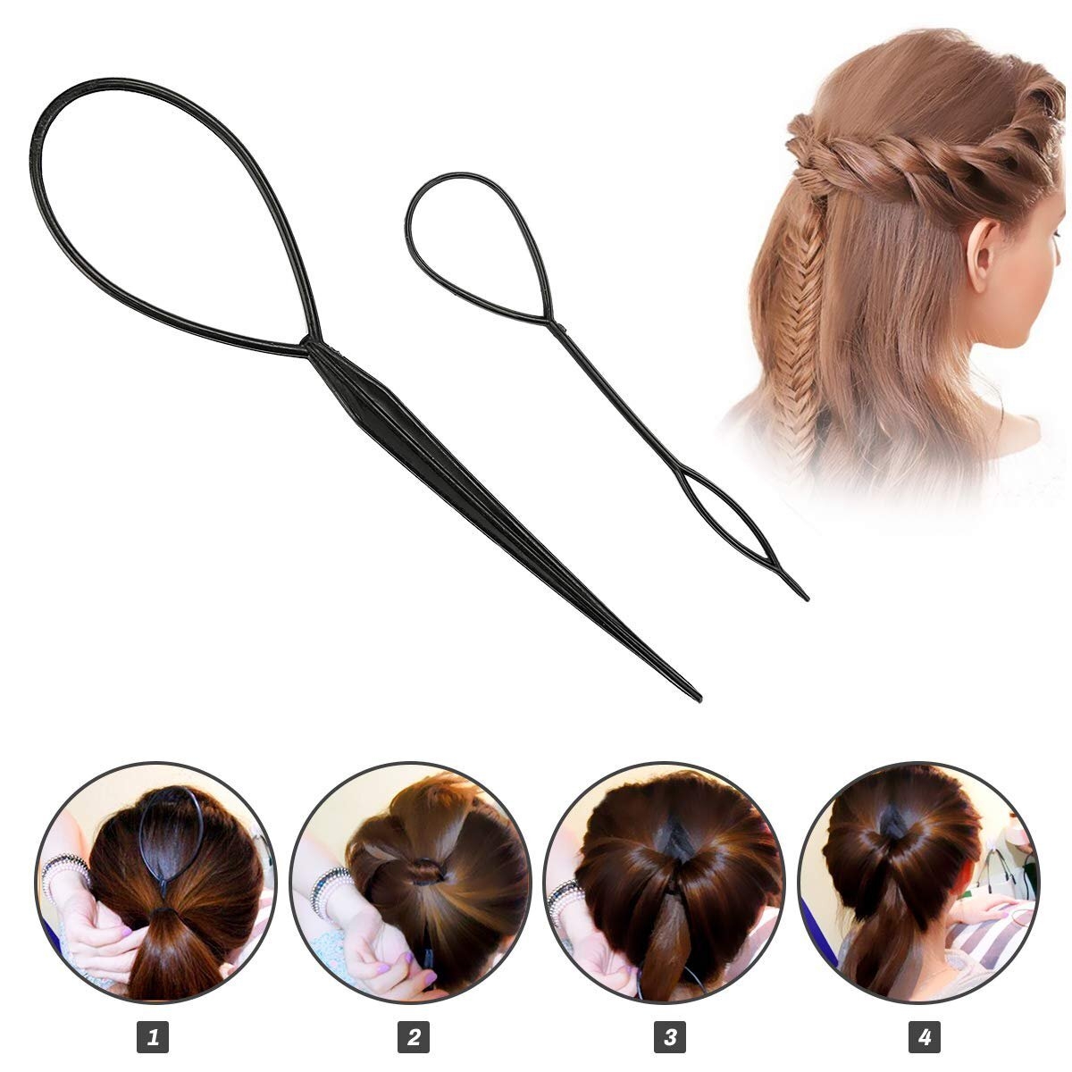 Winkeyes Hair Styling Set, Hair Design Styling Tools Accessories DIY Hair Accessories Hair Modelling Tool Kit Hairdresser Kit Set Magic Simple Fast Spiral Hair Braid Hair Braiding Tool, Set of 25