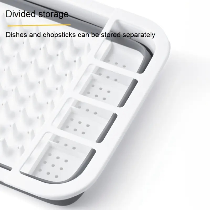 1pc portable dish drain rack foldable dinnerware storage tray for camping and travel organizes bowls spoons chopsticks kitchen accessory details 7