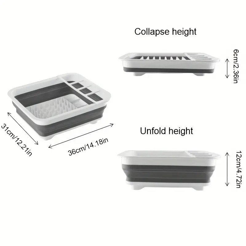 1pc portable dish drain rack foldable dinnerware storage tray for camping and travel organizes bowls spoons chopsticks kitchen accessory details 2