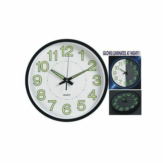 product_image_name-Generic-Horloge Murale Lumineuse à Quartz Foncé De 12