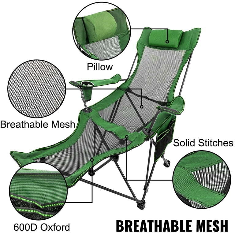 Adjustable Folding Lounge Chairs with Footrest for Adult Support Up to 300lbs, Suit for Lawn, Backyard, Camping, Garden