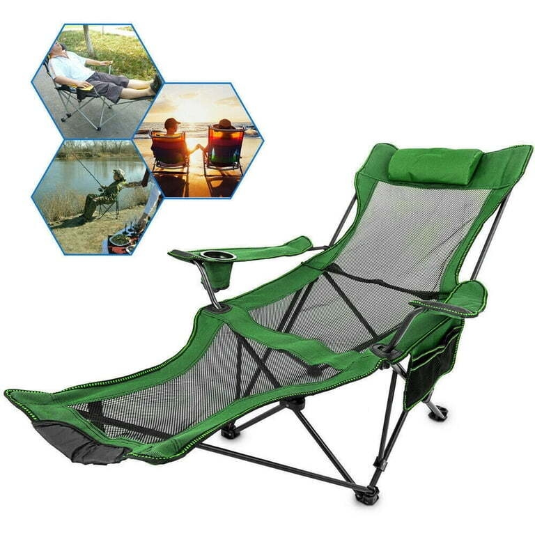 Adjustable Folding Lounge Chairs with Footrest for Adult Support Up to 300lbs, Suit for Lawn, Backyard, Camping, Garden