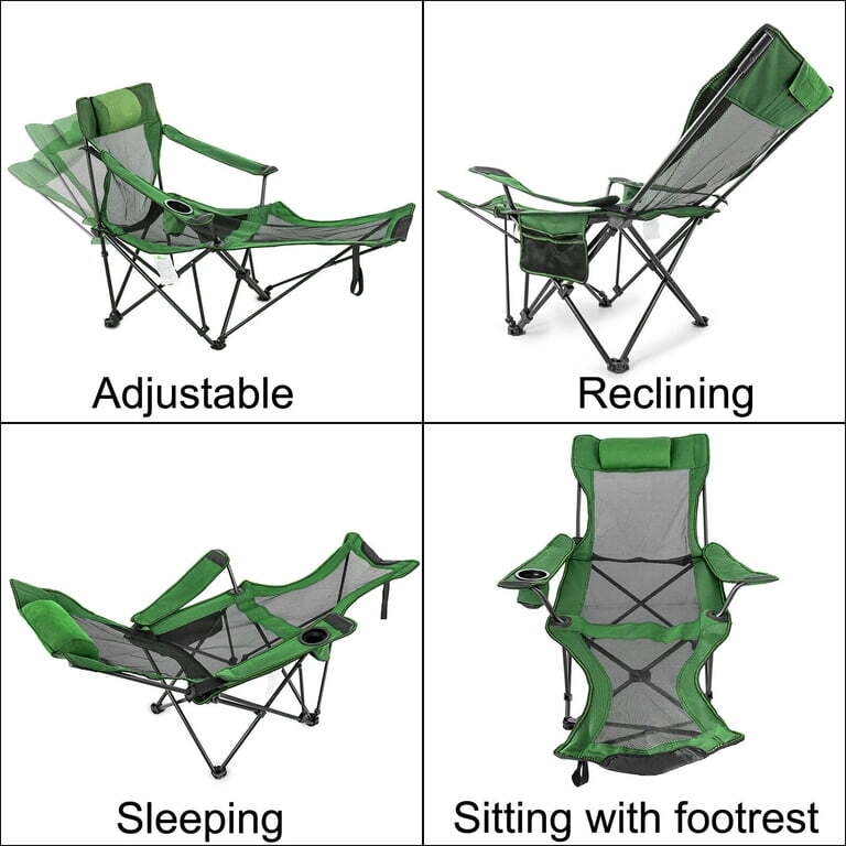 Adjustable Folding Lounge Chairs with Footrest for Adult Support Up to 300lbs, Suit for Lawn, Backyard, Camping, Garden