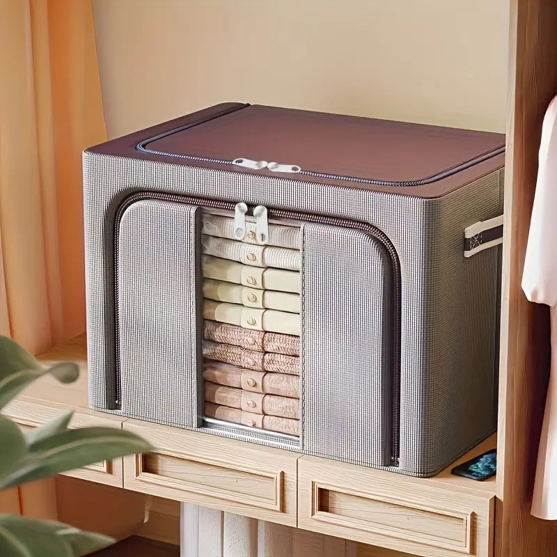 1pc large capacity clothes storage box dustproof clothing quilt organizer foldable container for dorm home 7