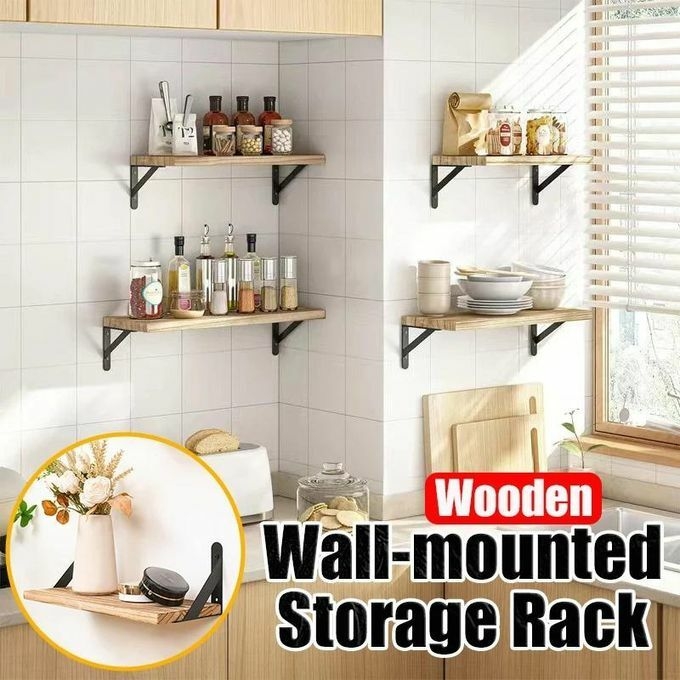 product_image_name-Generic-4pcs/set Wooden Shelf Floating Wall Storage Rack Organizer-3