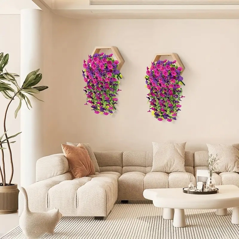 4 件户外人造花牵牛挂饰 - 包括尤加利叶逼真悬挂植物，适合春季和夏季婚礼/家居/花园装饰 详情 6