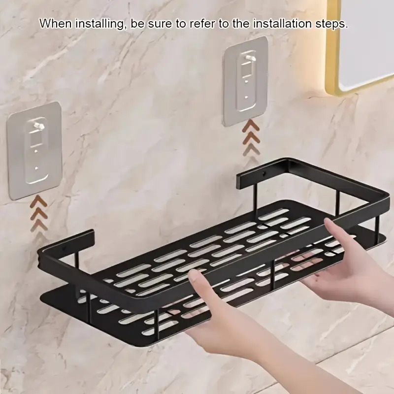 1pc space saving wall mounted storage rack suitable for bathroom and kitchen durable plastic shampoo shower gel accessories organizer perfect gift ideal for thanksgiving Product details 4