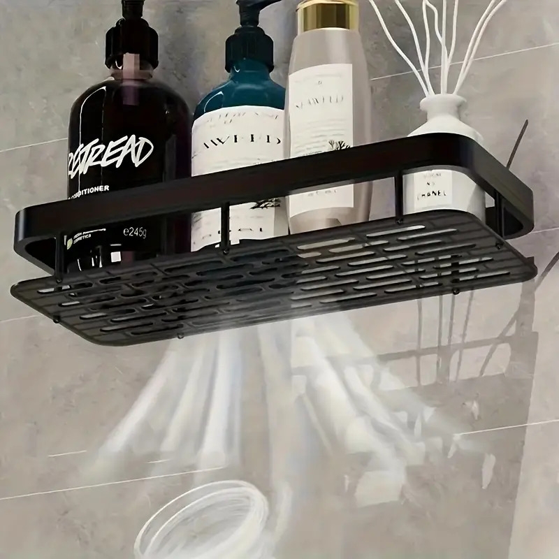 1pc space saving wall mounted storage rack suitable for bathroom and kitchen durable plastic shampoo shower gel accessories organizer perfect gift ideal for thanksgiving Product details 5