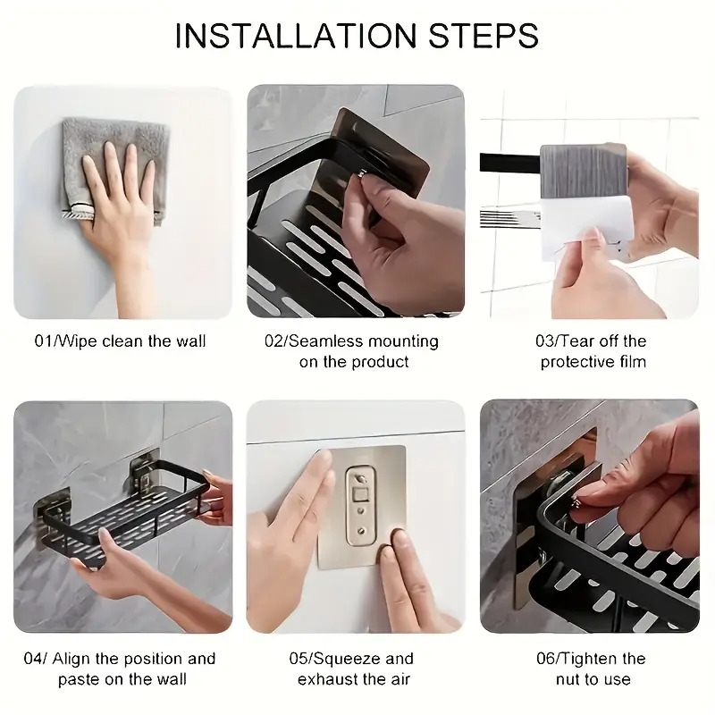 1pc space saving wall mounted storage rack suitable for bathroom and kitchen durable plastic shampoo shower gel accessories organizer perfect gift ideal for thanksgiving Product details 3